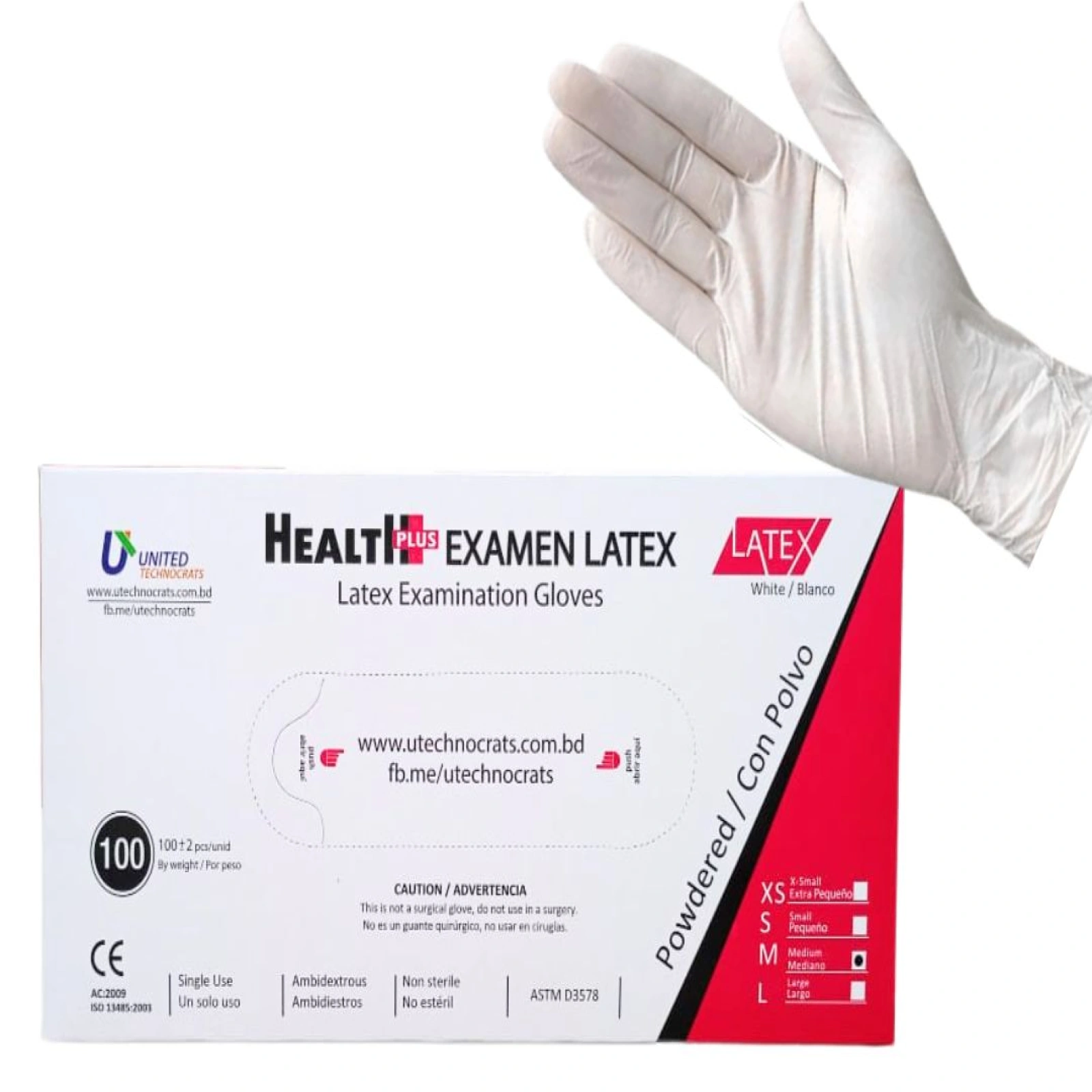 HELTH PLUS  LETEX EXAMEN GLOVES POWDERD  (size - S )